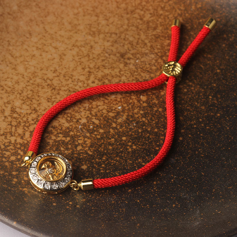 Fortune Jewel Copper Brass Feng Sheng Shui Qi Rotatable Windmill  Red String Faith Braided Bracelet