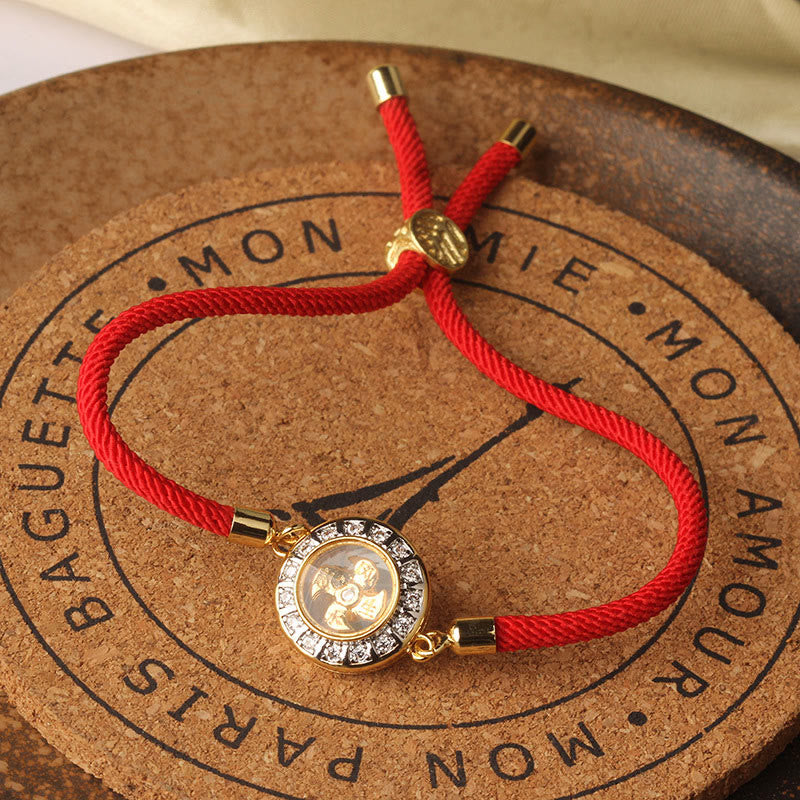 Fortune Jewel Copper Brass Feng Sheng Shui Qi Rotatable Windmill  Red String Faith Braided Bracelet