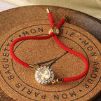 Fortune Jewel Copper Brass Feng Sheng Shui Qi Rotatable Windmill  Red String Faith Braided Bracelet