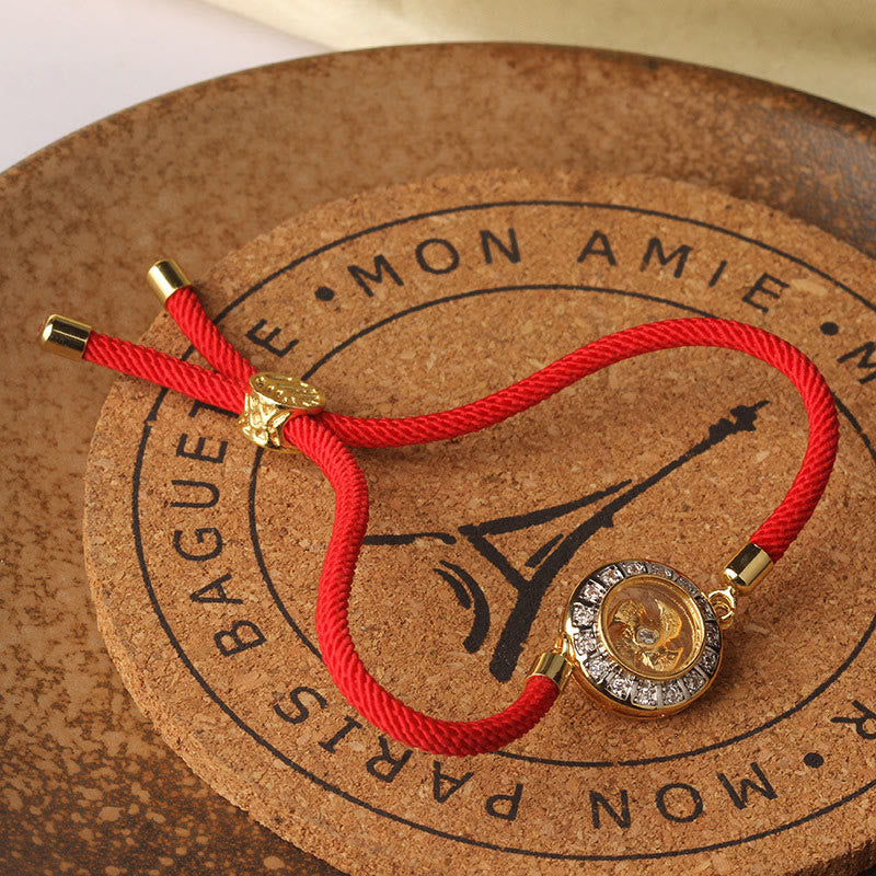 Fortune Jewel Copper Brass Feng Sheng Shui Qi Rotatable Windmill  Red String Faith Braided Bracelet