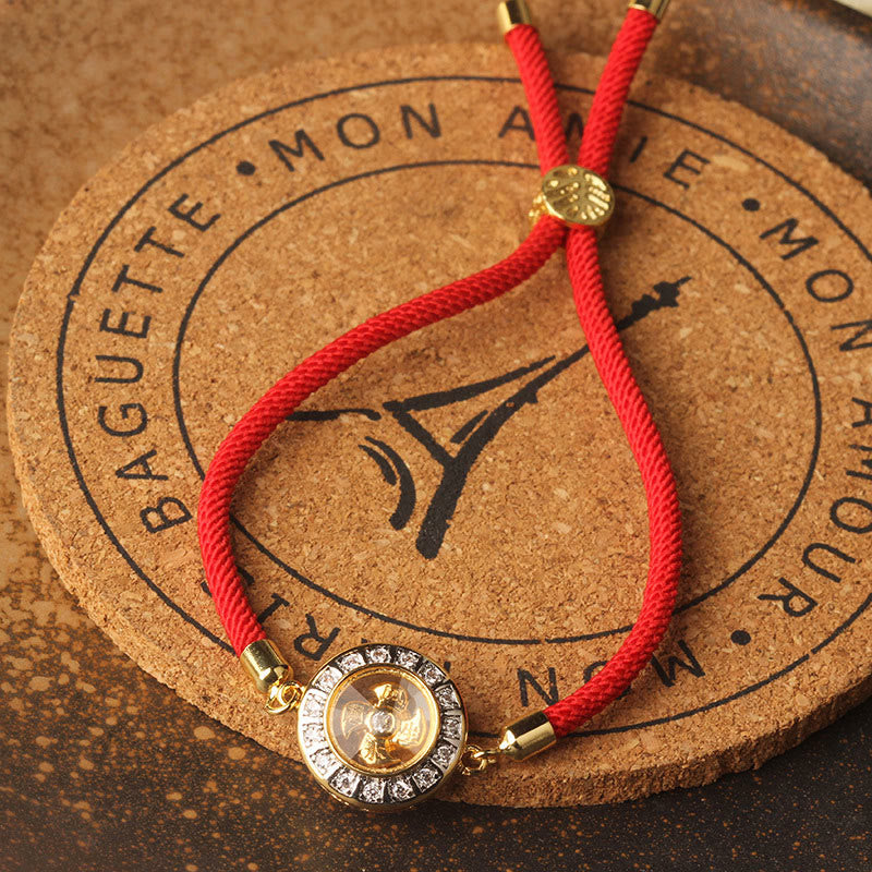 Fortune Jewel Copper Brass Feng Sheng Shui Qi Rotatable Windmill  Red String Faith Braided Bracelet