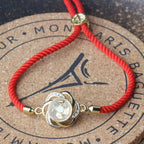 Fortune Jewel Rotatable Plum Red String Copper Brass Windmill Feng Sheng Shui Qi Protection Braided Bracelet