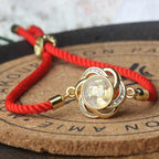 Fortune Jewel Rotatable Plum Red String Copper Brass Windmill Feng Sheng Shui Qi Protection Braided Bracelet