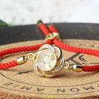 Fortune Jewel Rotatable Plum Red String Copper Brass Windmill Feng Sheng Shui Qi Protection Braided Bracelet