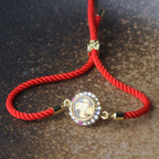 Fortune Jewel Copper Brass Color Rotatable Windmill Feng Sheng Shui Qi Fu Red String Faith Braided Bracelet