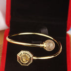 Fortune Jewel Rutilated Quartz Copper Brass Rotatable Windmill Feng Sheng Shui Qi Courage Bracelet Bangle