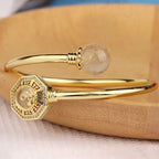 Fortune Jewel Rutilated Quartz Copper Brass Rotatable Windmill Feng Sheng Shui Qi Courage Bracelet Bangle
