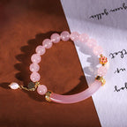 Fortune Jewel Pink Crystal Blue Chalcedony Pearl Cuff Half Bracelet Bangle
