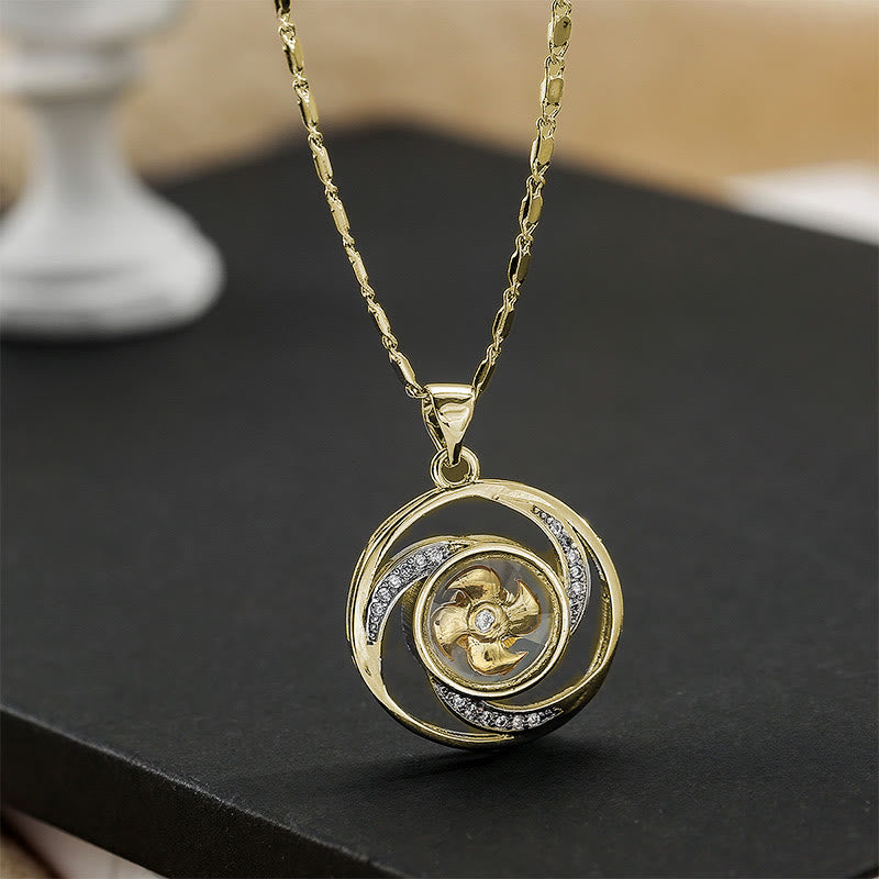 Fortune Jewel Gold plated Copper Brass Rotatable Windmill Luck Necklace Pendant