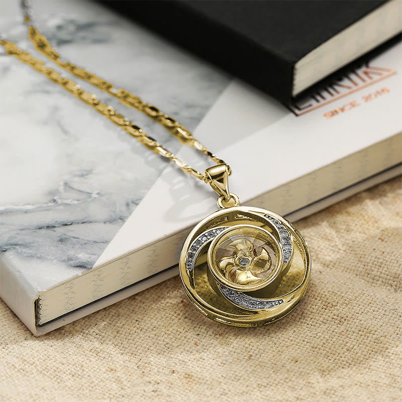 Fortune Jewel Gold plated Copper Brass Rotatable Windmill Luck Necklace Pendant