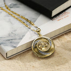 Fortune Jewel Gold plated Copper Brass Rotatable Windmill Luck Necklace Pendant
