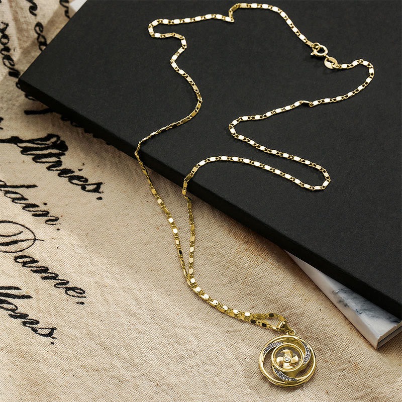 Fortune Jewel Gold plated Copper Brass Rotatable Windmill Luck Necklace Pendant