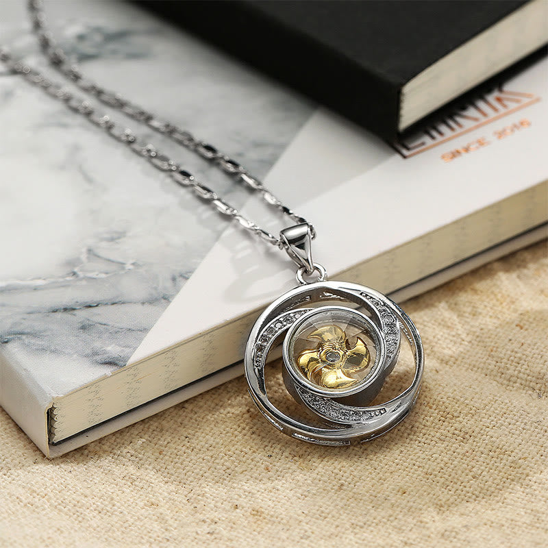 Fortune Jewel Gold plated Copper Brass Rotatable Windmill Luck Necklace Pendant