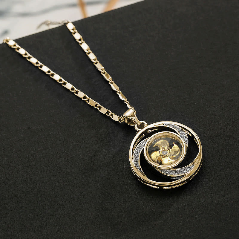 Fortune Jewel Gold plated Copper Brass Rotatable Windmill Luck Necklace Pendant