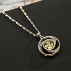 Fortune Jewel Gold plated Copper Brass Rotatable Windmill Luck Necklace Pendant