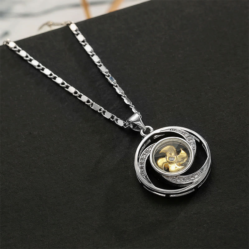 Fortune Jewel Gold plated Copper Brass Rotatable Windmill Luck Necklace Pendant