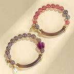 Fortune Jewel Strawberry Quartz Labradorite Fluorite Pearl Cuff Half Bracelet Bangle