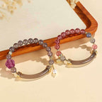 Fortune Jewel Strawberry Quartz Labradorite Fluorite Pearl Cuff Half Bracelet Bangle