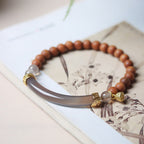 Fortune Jewel Sandalwood Gray Agate Chalcedony Cuff Half Bracelet Bangle