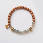 Fortune Jewel Sandalwood Gray Agate Chalcedony Cuff Half Bracelet Bangle