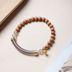 Fortune Jewel Sandalwood Gray Agate Chalcedony Cuff Half Bracelet Bangle