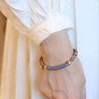 Fortune Jewel Sandalwood Gray Agate Chalcedony Cuff Half Bracelet Bangle