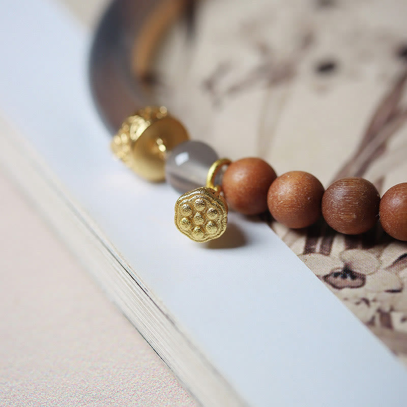 Fortune Jewel Sandalwood Gray Agate Chalcedony Cuff Half Bracelet Bangle