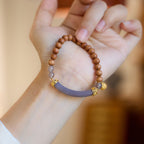 Fortune Jewel Sandalwood Gray Agate Chalcedony Cuff Half Bracelet Bangle