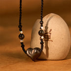 Fortune Jewel Natural Silver Sheen Obsidian Heart Protection Necklace Pendant