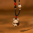 Fortune Jewel Natural Silver Sheen Obsidian Nine Tailed Fox Protection Necklace Pendant