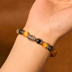 Fortune Jewel Blue Green Red Tiger Eye Buddha Head Balance Bracelet
