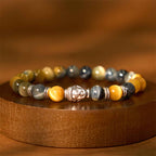 Fortune Jewel Blue Green Red Tiger Eye Buddha Head Balance Bracelet