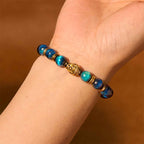 Fortune Jewel Blue Green Red Tiger Eye Buddha Head Balance Bracelet