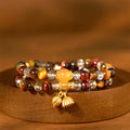 Fortune Jewel Colorful Tiger Eye Lotus Multi-circle Elastic Rope Protection Bracelet