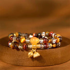 Fortune Jewel Colorful Tiger Eye Lotus Multi-circle Elastic Rope Protection Bracelet