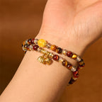 Fortune Jewel Colorful Tiger Eye Lotus Multi-circle Elastic Rope Protection Bracelet
