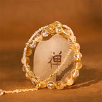 Fortune Jewel Natural Citrine Glass Beads Flower Multiple Layers Prosperity Bracelet