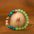 Fortune Jewel Natural Black Onyx White Stone Green Aventurine Tiger Eye Agate Mixed Color Buddha Head Protection Bracelet