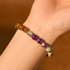 Fortune Jewel Natural Black Onyx White Stone Green Aventurine Tiger Eye Agate Mixed Color Buddha Head Protection Bracelet