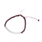 Fortune Jewel Garnet Gray Agate Calm Cuff Half Bracelet Bangle