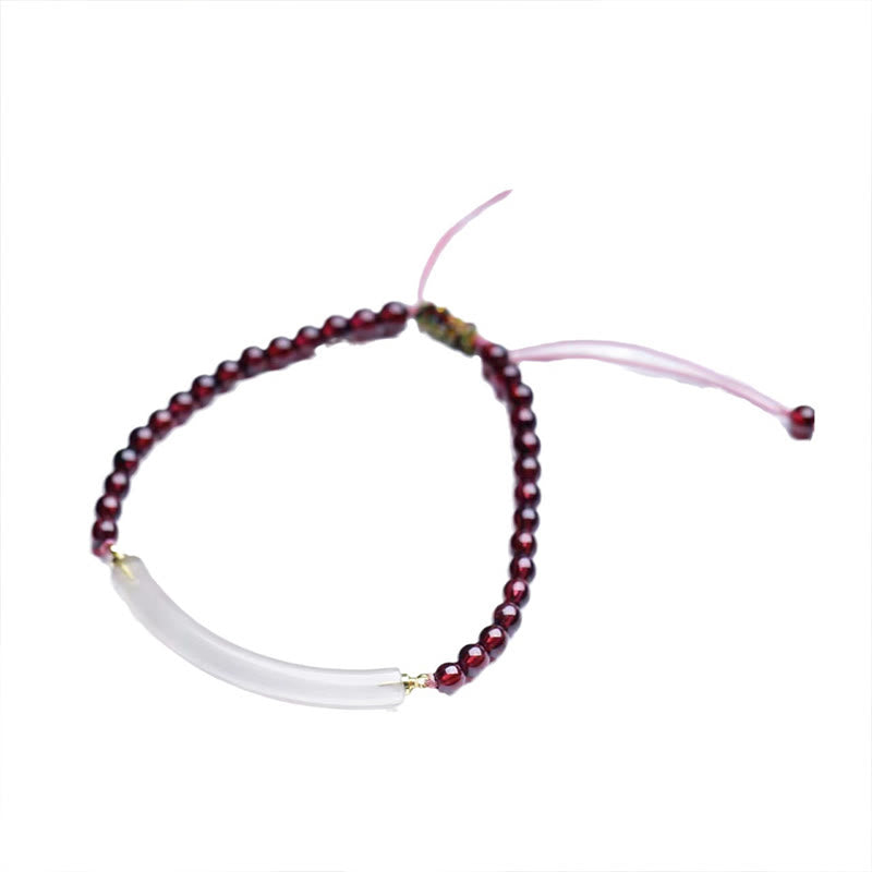Fortune Jewel Garnet Gray Agate Calm Cuff Half Bracelet Bangle