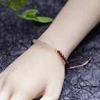 Fortune Jewel Garnet Gray Agate Calm Cuff Half Bracelet Bangle