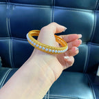Fortune Jewel Copper Pearl Healing Cuff Half Bracelet Bangle