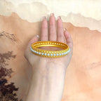 Fortune Jewel Copper Pearl Healing Cuff Half Bracelet Bangle