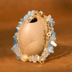 Fortune Jewel Aquamarine Gravel Design Star Healing Magnetic Buckle Bracelet