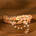 Fortune Jewel Sun Stone Crystal Peach Blossom Wealth Double Wrap Bracelet