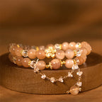 Fortune Jewel Sun Stone Crystal Peach Blossom Wealth Double Wrap Bracelet