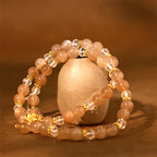Fortune Jewel Sun Stone Crystal Peach Blossom Wealth Double Wrap Bracelet