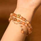 Fortune Jewel Sun Stone Crystal Peach Blossom Wealth Double Wrap Bracelet