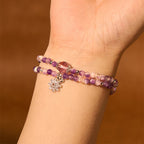 Fortune Jewel Amethyst Crystal Sunflower Spiritual Awareness Double Wrap Bracelet